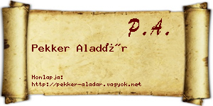 Pekker Aladár névjegykártya